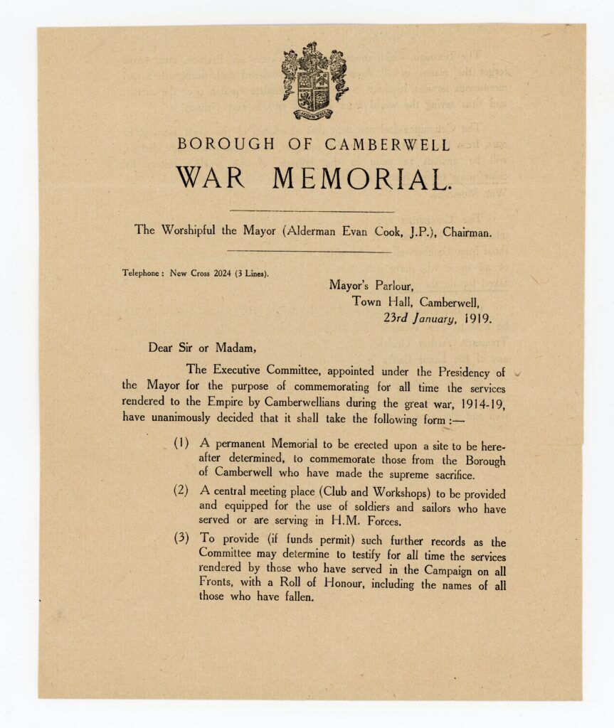 War memorial leaflet