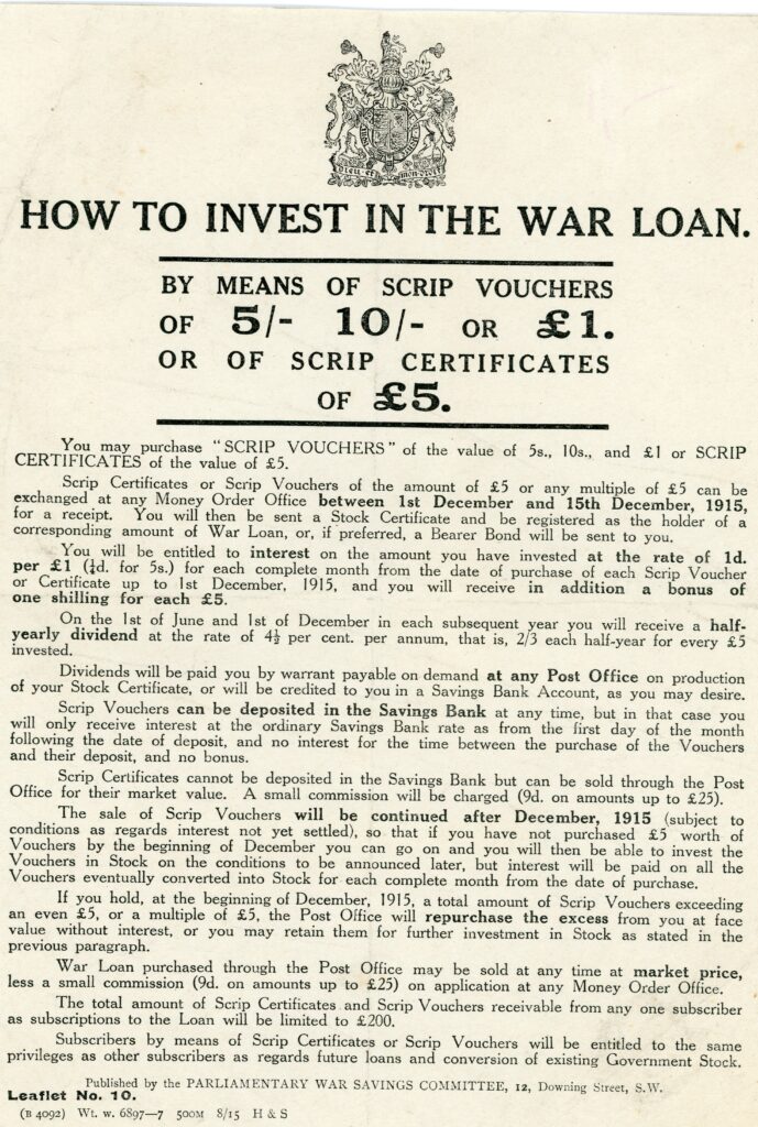 War loan investment leaflet