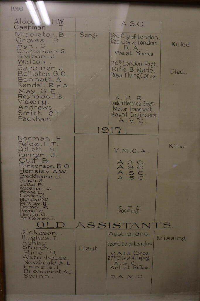 Paris House Roll of Honour Board