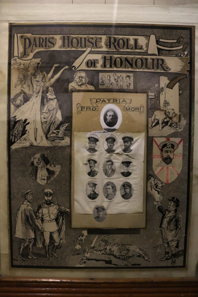 Paris House Roll of Honour Board