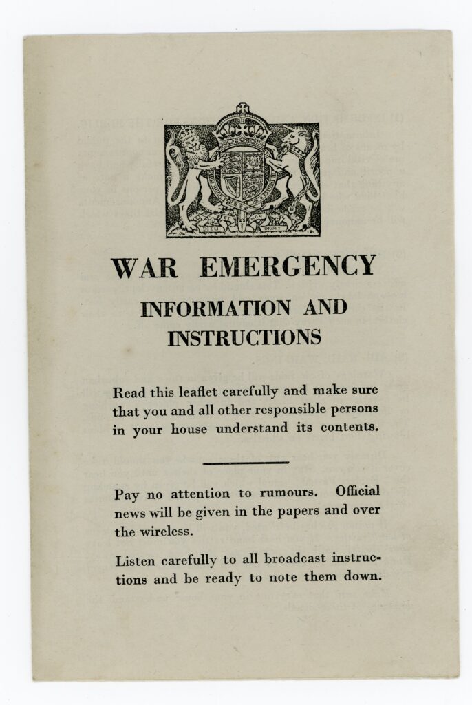 War Emergency Instructions leaflet