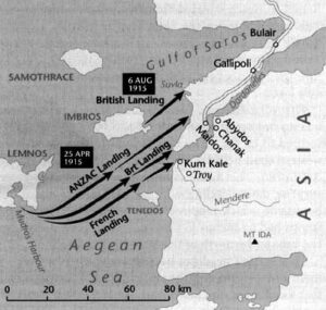 Map of Gallipoli landings