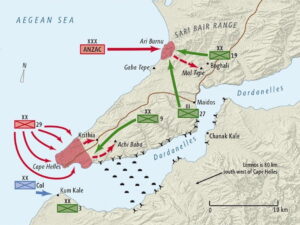 Detailed map of Gallipoli troop movements