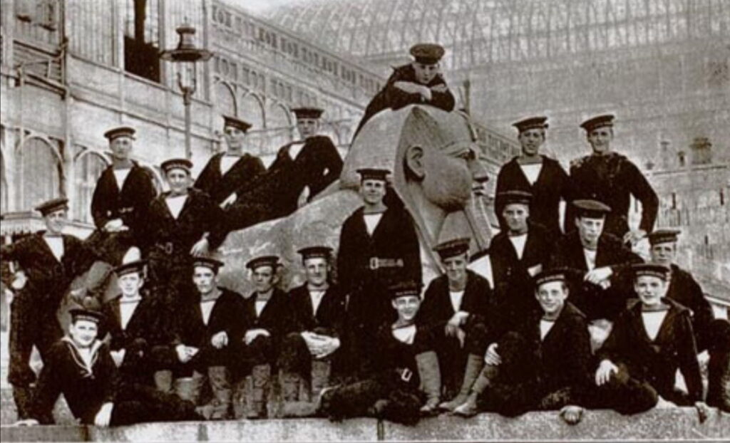 RND men around a Crystal Palace Sphinx