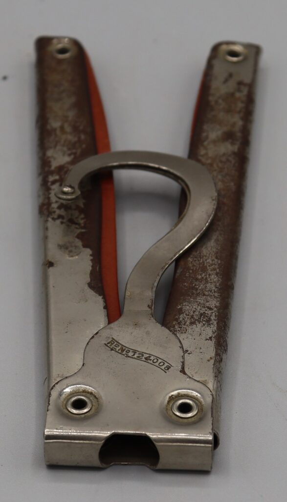 Folding coat hanger, slightly opened, close-up view