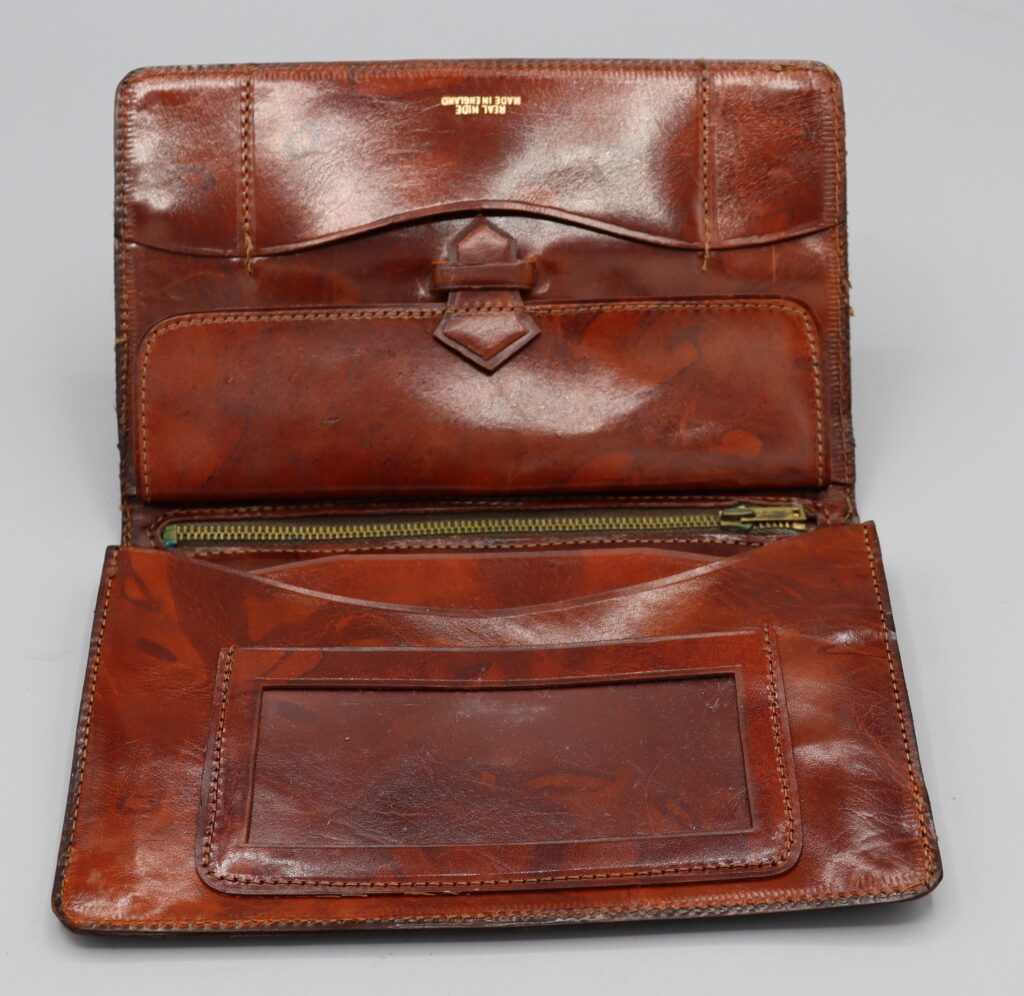 Leather wallet , shown open