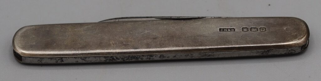 Silver penknife shown closed