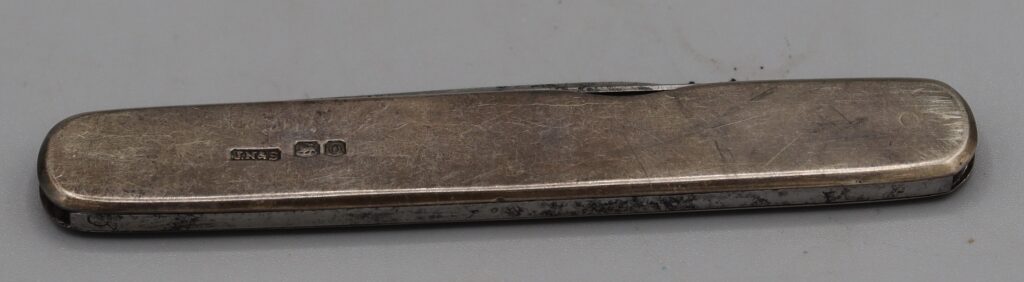 Silver penknife shown closed