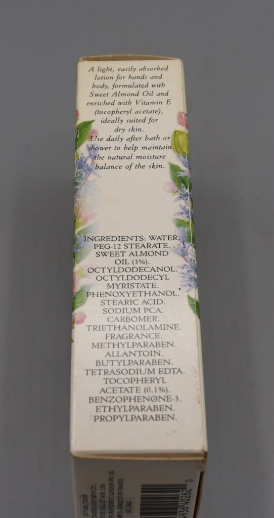 the box for a plastic body lotion bottle